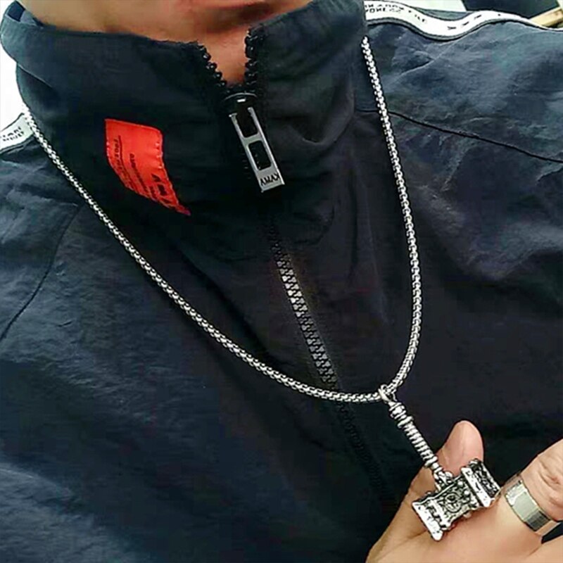 Retro Viking Thor's Hammer Pendant 316L Stainless Steel Viking Norse Odin Thors Mjolnir Hammer Men Rune Amulet Necklace Jewelry
