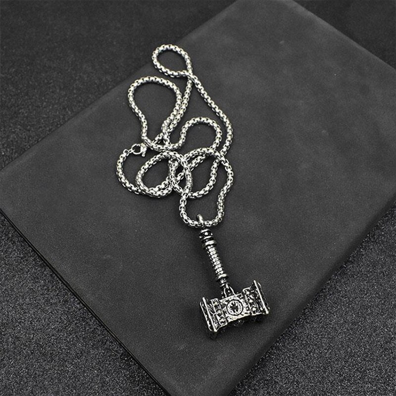 Retro Viking Thor's Hammer Pendant 316L Stainless Steel Viking Norse Odin Thors Mjolnir Hammer Men Rune Amulet Necklace Jewelry