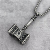Retro Viking Thor's Hammer Pendant 316L Stainless Steel Viking Norse Odin Thors Mjolnir Hammer Men Rune Amulet Necklace Jewelry