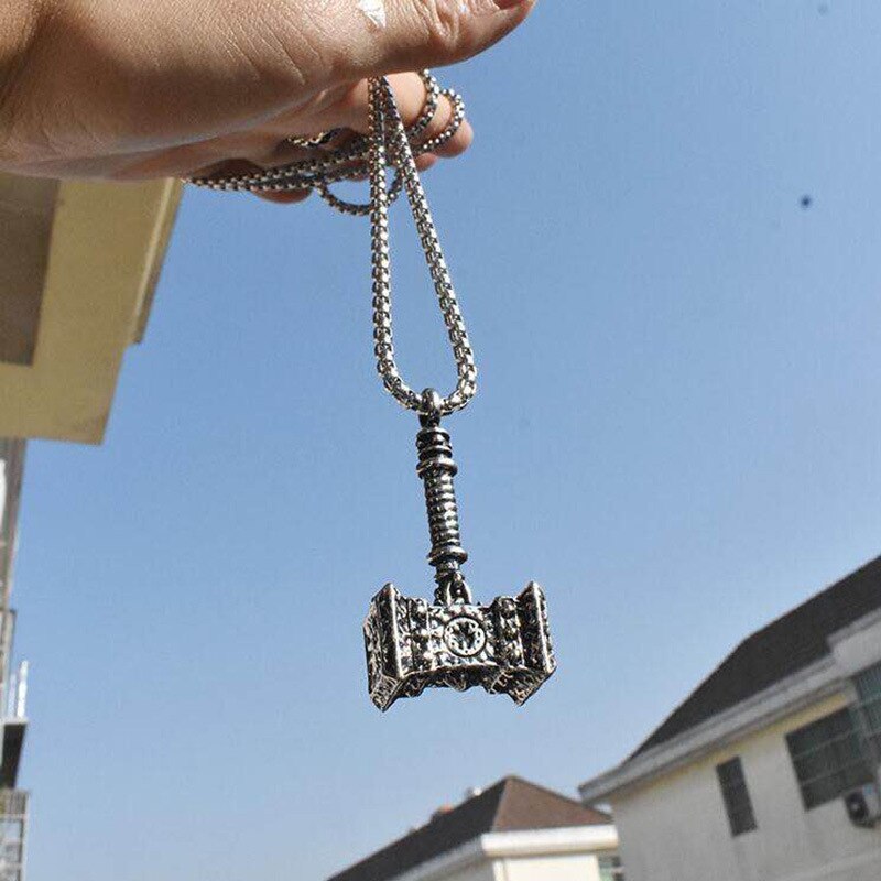 Retro Viking Thor's Hammer Pendant 316L Stainless Steel Viking Norse Odin Thors Mjolnir Hammer Men Rune Amulet Necklace Jewelry