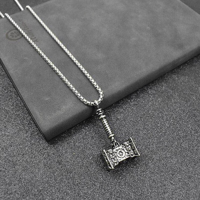 Retro Viking Thor's Hammer Pendant 316L Stainless Steel Viking Norse Odin Thors Mjolnir Hammer Men Rune Amulet Necklace Jewelry