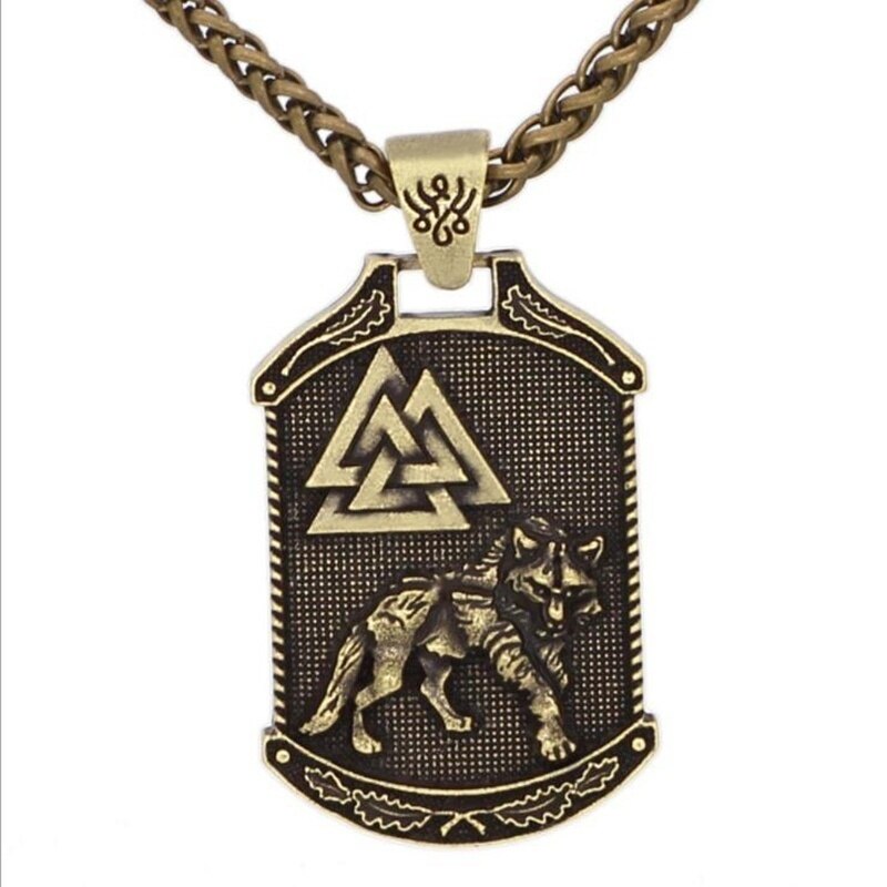 Retro Viking Viking Odin Wolf Valknut Knot Amulet Pendant Men's Necklace Wolf Totem Pendant Necklace Accessories Party Jewelry