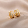 Retro Wide Chain Earrings For Women Stainless Steel Zircon Gold Color Hoop Earrings 2023 Hip-hop Party Jewelry Gift pendientes