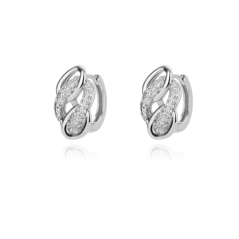 Retro Wide Chain Earrings For Women Stainless Steel Zircon Gold Color Hoop Earrings 2023 Hip-hop Party Jewelry Gift pendientes