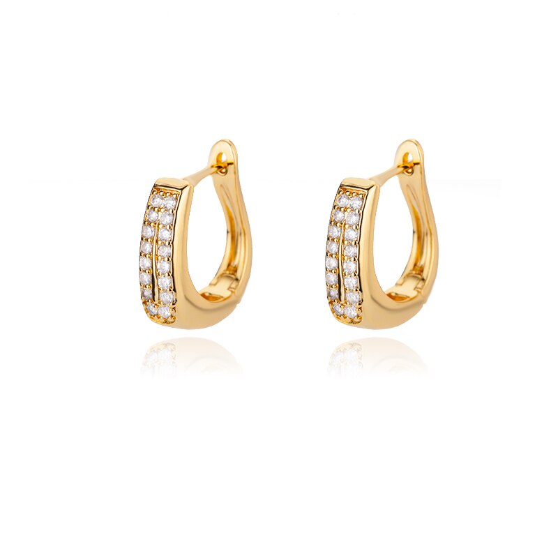 Retro Wide Chain Earrings For Women Stainless Steel Zircon Gold Color Hoop Earrings 2023 Hip-hop Party Jewelry Gift pendientes