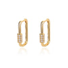 Retro Wide Chain Earrings For Women Stainless Steel Zircon Gold Color Hoop Earrings 2023 Hip-hop Party Jewelry Gift pendientes