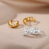 Retro Wide Chain Earrings For Women Stainless Steel Zircon Gold Color Hoop Earrings 2023 Hip-hop Party Jewelry Gift pendientes