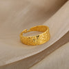 Retro Wide Textured Rings for Women Open Adjustable Stainless Steel Gold Color Ring Gothic Punk Hip Hop Jewelry anillos mujer