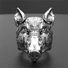 Retro Wild Boar Head Shape Men's Ring Metal Animal Accessories Hip Hop Punk Party Jewelry Gift Size 8-13
