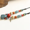 Retro beautiful ethnic style Handmade ceramic Beads pendant necklace N418