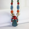 Retro beautiful ethnic style Handmade ceramic Beads pendant necklace N418