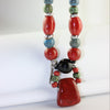 Retro beautiful ethnic style Handmade ceramic Beads pendant necklace N418