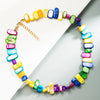 Retro national style personality geometric shape colorful dyed shell handmade beaded necklace choker accessories