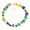 Retro national style personality geometric shape colorful dyed shell handmade beaded necklace choker accessories