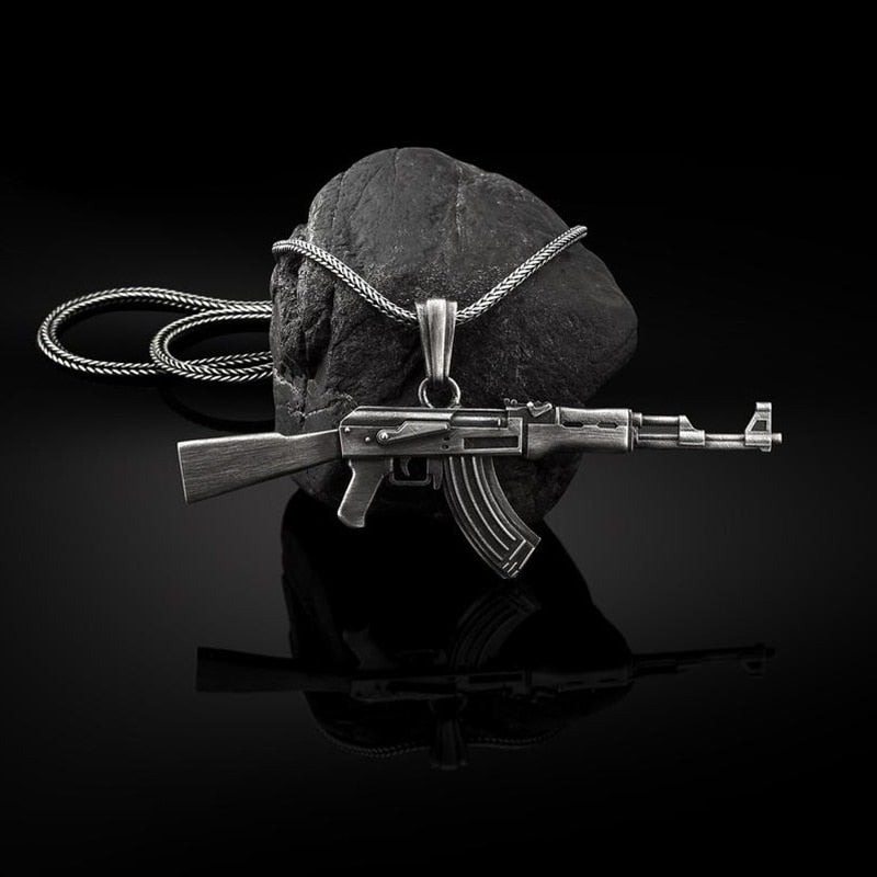 Retro weapon Jewelry on the neck AK47 rifle pendant necklace men trend hip hop Man chain necklace accessories
