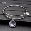 Rhinestone Crystal Birthstone Bangle Bracelet Adjustable Expandable Wire Bracelets & Bangles for Women Gift Birthd Jewelry