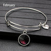 Rhinestone Crystal Birthstone Bangle Bracelet Adjustable Expandable Wire Bracelets & Bangles for Women Gift Birthd Jewelry