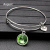 Rhinestone Crystal Birthstone Bangle Bracelet Adjustable Expandable Wire Bracelets & Bangles for Women Gift Birthd Jewelry