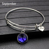 Rhinestone Crystal Birthstone Bangle Bracelet Adjustable Expandable Wire Bracelets & Bangles for Women Gift Birthd Jewelry