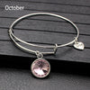 Rhinestone Crystal Birthstone Bangle Bracelet Adjustable Expandable Wire Bracelets & Bangles for Women Gift Birthd Jewelry