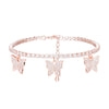 Rhinestone Filled Butterfly Bracelet for Women Gold Silverly/Gold/Rose Gold Adjustable Love Letter Bracelet Zirconia Jewelry