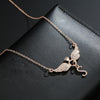 Rhinestone Inlaid Letter S Angel Wing Pendant Chain Necklace Women Jewelry Necklace Women Angel Wing Pendant Angel Charm Gifts