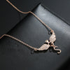Rhinestone Inlaid Letter S Angel Wing Pendant Chain Necklace Women Jewelry Necklace Women Angel Wing Pendant Angel Charm Gifts