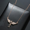Rhinestone Inlaid Letter S Angel Wing Pendant Chain Necklace Women Jewelry Necklace Women Angel Wing Pendant Angel Charm Gifts
