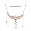 Rhinestone Inlaid Letter S Angel Wing Pendant Chain Necklace Women Jewelry Necklace Women Angel Wing Pendant Angel Charm Gifts
