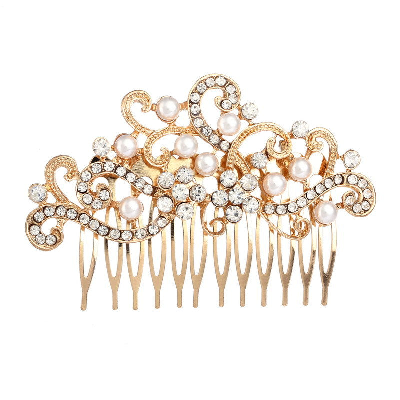 Rhinestone Wedding Bridal Hair Combs Women Prom Hair Ornaments Gold Flower hair combs for bride Wedding Hair Jewelry Accessories
