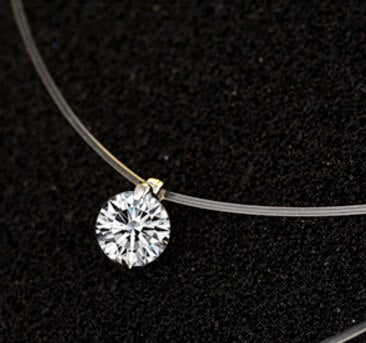 Rhinestones 925 Sterling Silver Necklace Invisible Transparent Fishing Line Simple Pendant Sterling-silver-jewelry H066