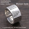 Ring S999 Sterling Silver Buddhist Heart Sutra Zodiac Signs Adjustable Ring Women Men gift Fine Jewelry FR64