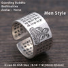 Ring S999 Sterling Silver Buddhist Heart Sutra Zodiac Signs Adjustable Ring Women Men gift Fine Jewelry FR64