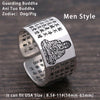 Ring S999 Sterling Silver Buddhist Heart Sutra Zodiac Signs Adjustable Ring Women Men gift Fine Jewelry FR64