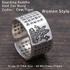 Ring S999 Sterling Silver Buddhist Heart Sutra Zodiac Signs Adjustable Ring Women Men gift Fine Jewelry FR64