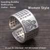 Ring S999 Sterling Silver Buddhist Heart Sutra Zodiac Signs Adjustable Ring Women Men gift Fine Jewelry FR64