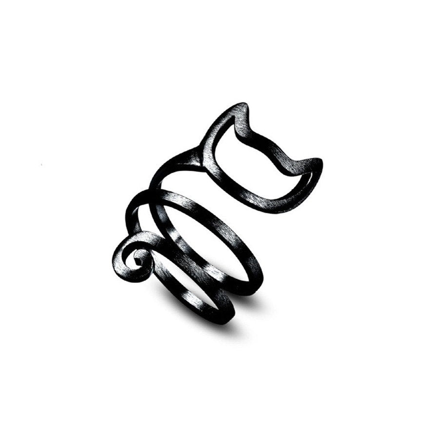 Ring jewelery 1 PC Rings Hot Cute Kitten Cat Silver Women Girl Wrap Finger Adjustable Ring Jewelry Gift Drop Shipping