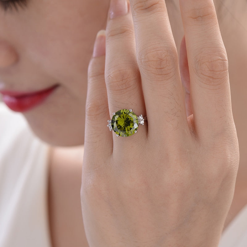 Rings For Women 2020 Silver 925 jewelry Solitaire Green Spinel Section Fine Jewelry Engagement Party for Girls Christmas Gift