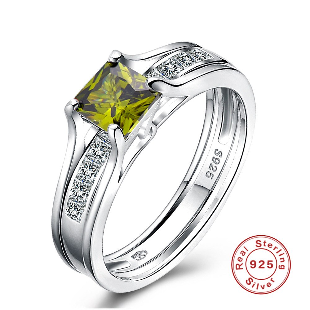 Rings For Women Fine Jewelry Sterling S925 Silver White Gold-Color Red Square Stone Bridal Wedding Bijoux Gift Engagement Ring