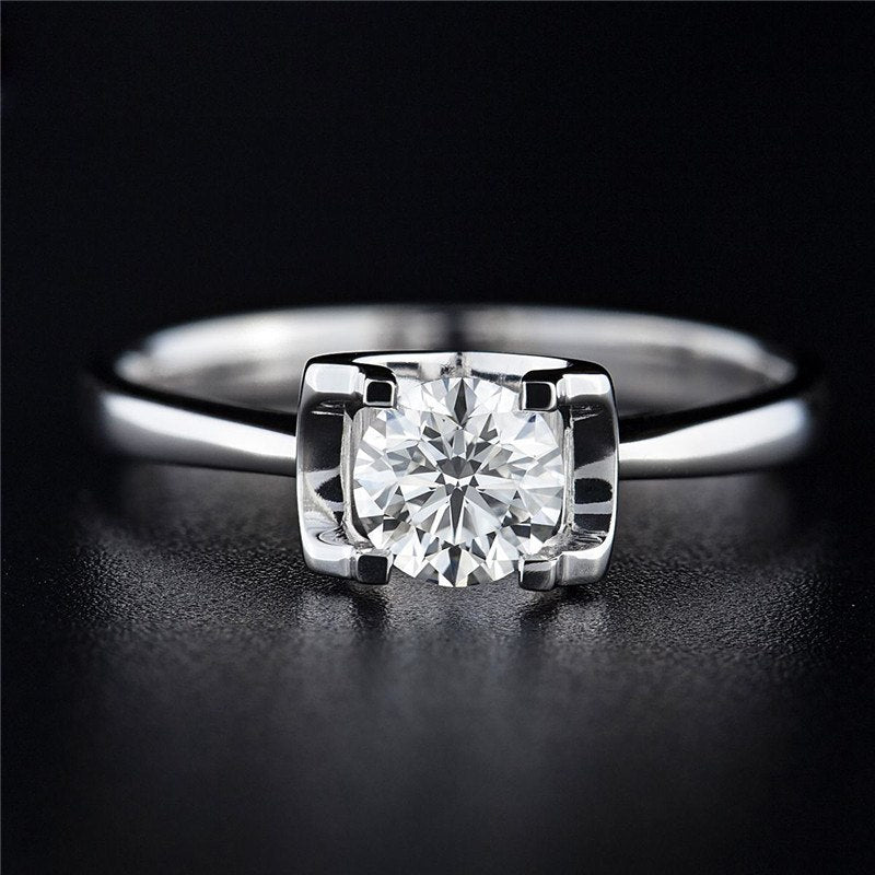 Rings For Women S925 Sterling Silver Fine Jewelry 4 Claws Cubic Zirconia Ring Bridal Wedding Engagement Ring Bijoux Femme Bague