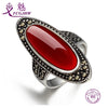 Rings For Women finger 2020 Silver 925 Fine Jewelry Oval Red Chalcedony Stone Vintage Statement Europe Style Luxury