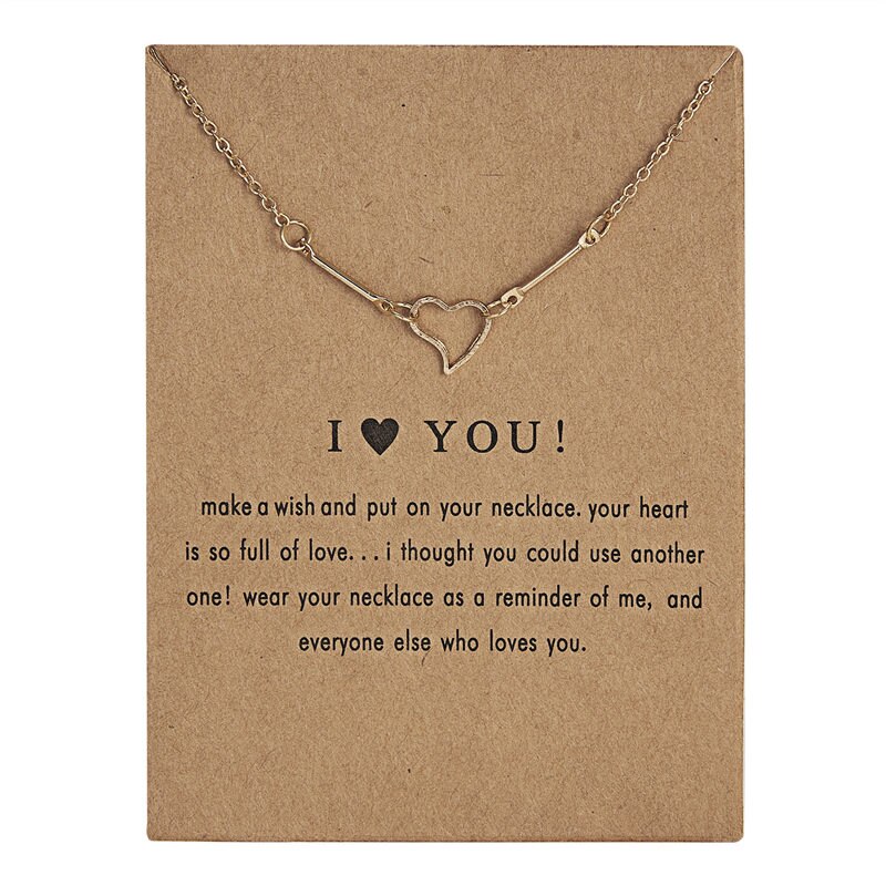 Rinhoo 1pc Minimalist Heart make a wish plated I LOVE YOU Pendant necklace Clavicle Chains Necklaces Women Jewelry Gift