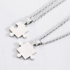 Rinhoo 2 Pcs/set Couple Pendant Necklace Stainless Steel Geometry Smooth Puzzle Chain Necklaces Lover Friendship Jewelry Gift