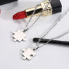 Rinhoo 2 Pcs/set Couple Pendant Necklace Stainless Steel Geometry Smooth Puzzle Chain Necklaces Lover Friendship Jewelry Gift