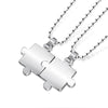 Rinhoo 2 Pcs/set Couple Pendant Necklace Stainless Steel Geometry Smooth Puzzle Chain Necklaces Lover Friendship Jewelry Gift