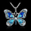 Beautiful Rhinestone Long Butterfly Necklaces 6 colors Pendant Necklace For Women Necklace Pendants Silver Jewelry