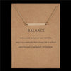Rinhoo Gold Color Balance Straight Bar Alloy Charms Pendant Necklace for Women Party Clavicle Chain Necklace With Card
