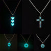 Rinhoo Luminous Necklace Glowing In The Dark  Heart Cross Perndant Stainless Steel Punk Necklace Jewelry for Men Women