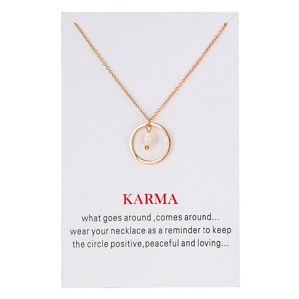 Rinhoo Minimalist clavicle Necklace Alloy Circle Necklace Chain Link Wish Card Necklace For Girl Mother's Day Jewelry