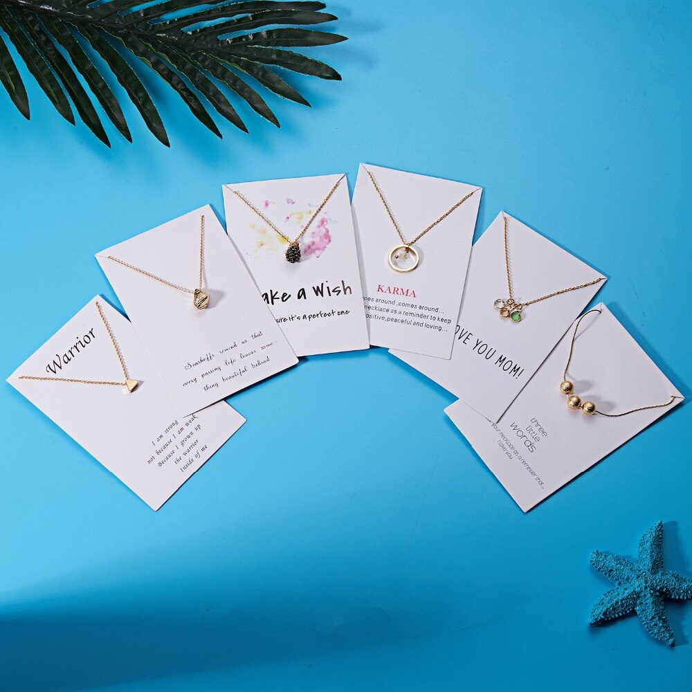 Rinhoo Minimalist clavicle Necklace Alloy Circle Necklace Chain Link Wish Card Necklace For Girl Mother's Day Jewelry